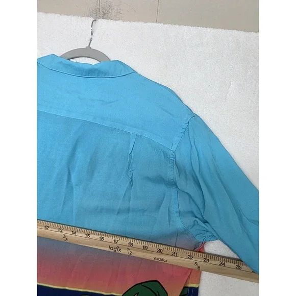 Disney Shirt Mens Large Mickey Minnie Hawaiian Sunset Beach Short Sleeve Button - Picture 11 of 13